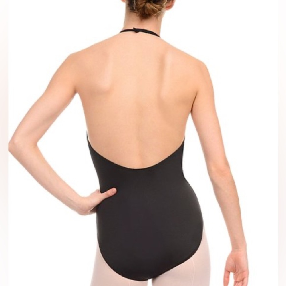 DANSKIN - Black Backless Halter Leotard